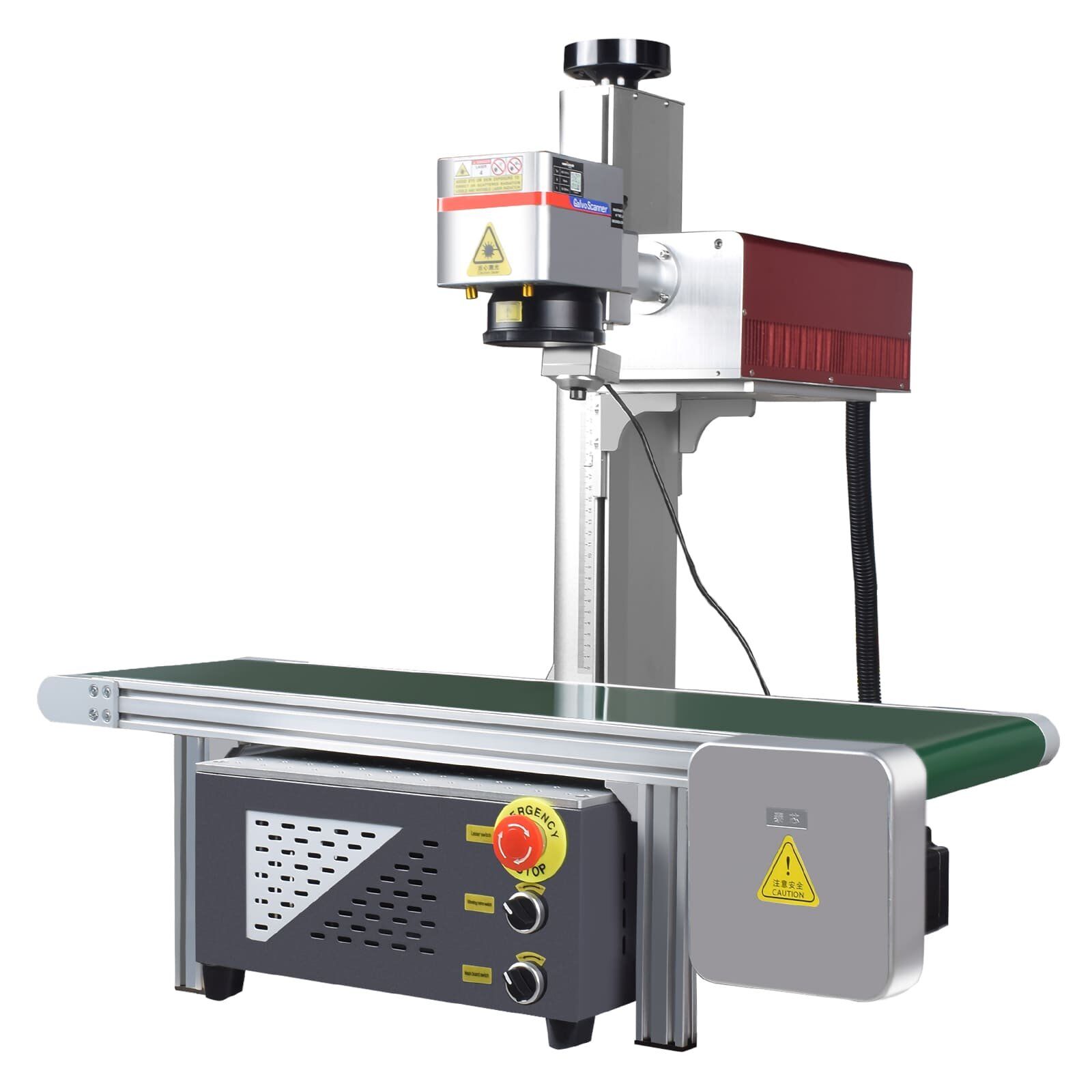 Front view of UV laser marking machine with CCD and conveyor